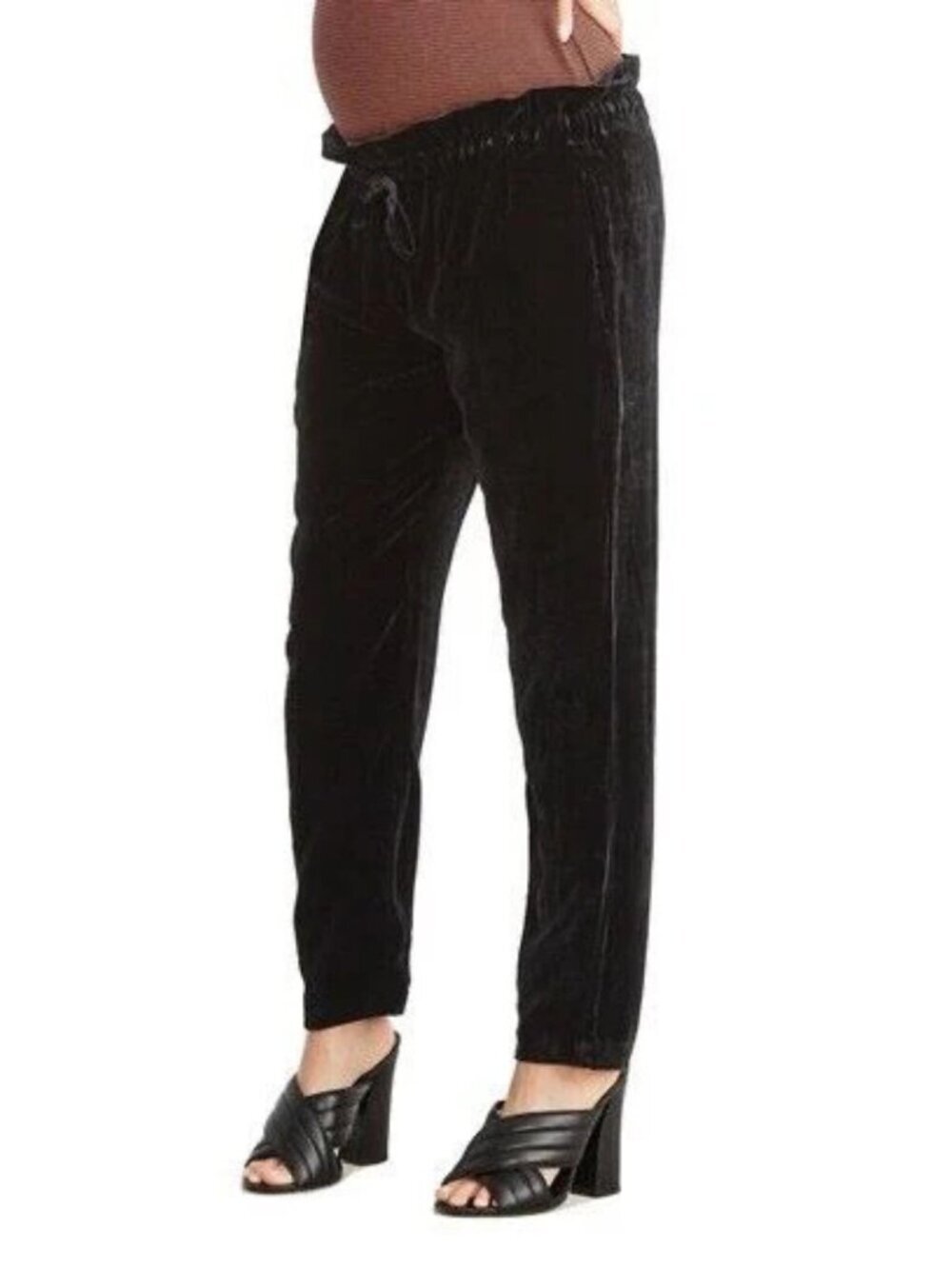 Hatch Maternity Women’s Black Velvet The Paperbag Pants Size 2 - 8030